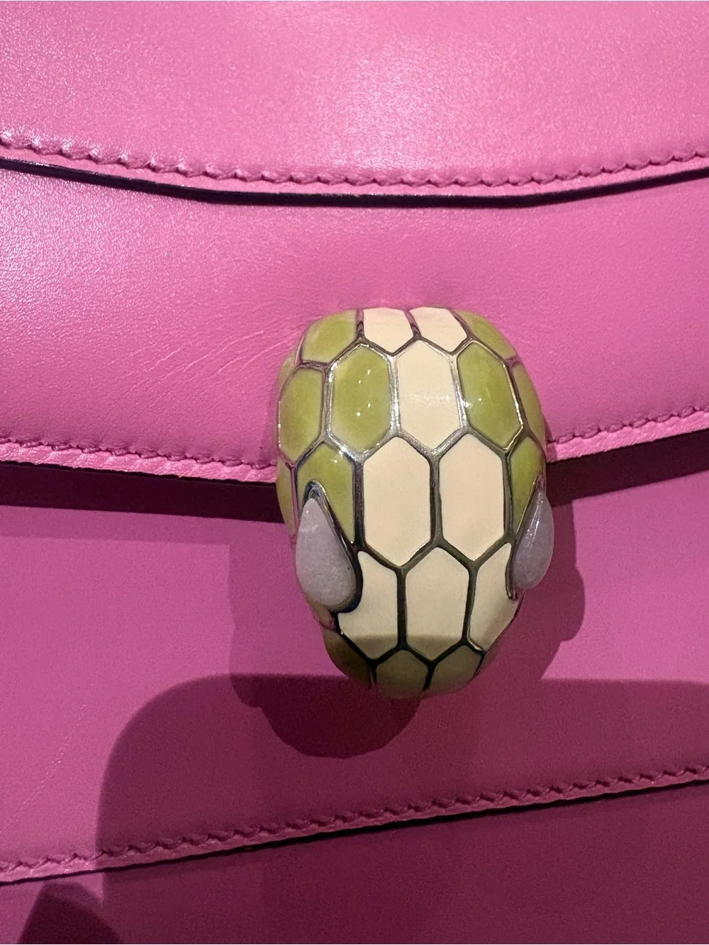 BVLGARI Calfskin Serpenti Forever Shoulder Bag Pink
